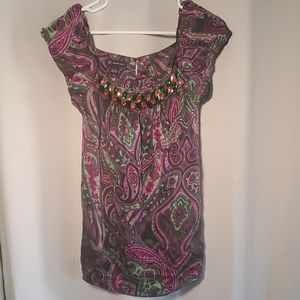 INC size 4 blouse multicolor with beads